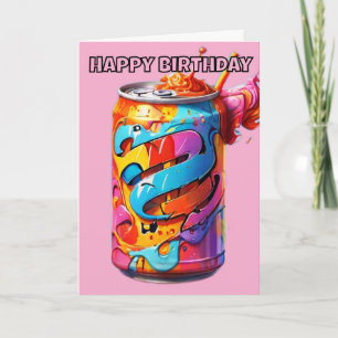 Tarjeta soda de color psicodélico puede ser cumpleaños