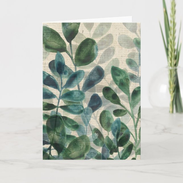 Tarjeta Sofisticación verde: hojas tropicales (Anverso)
