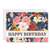 Sofisticado cumpleaños feliz con flores