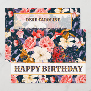 Tarjeta Sofisticado cumpleaños feliz con flores