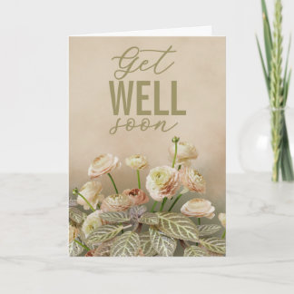 Tarjeta Soft Beige Floral Get Well Soon Personalized Card