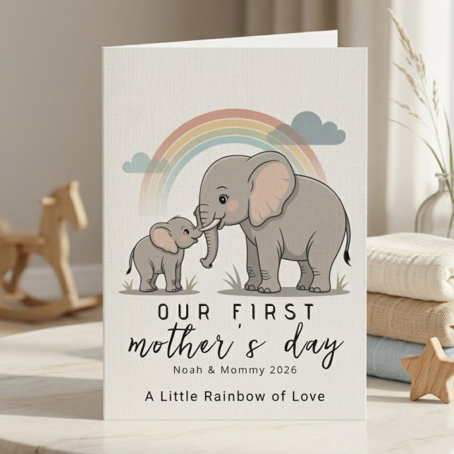 Tarjeta Soft Elephant Mom Baby First Mothers Day Love (Subido por el creador)