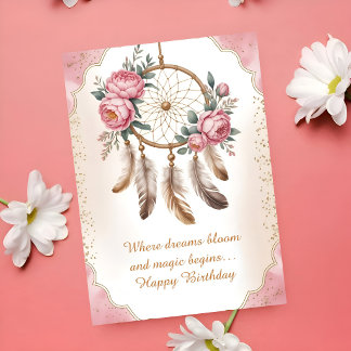 Tarjeta Soft Neutral Floral Birthday