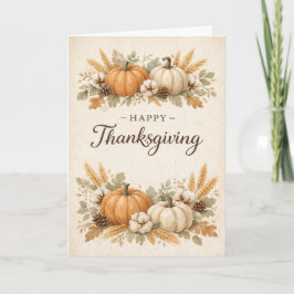 Tarjeta Soft Neutral Rustic Thanksgiving Pumpkin