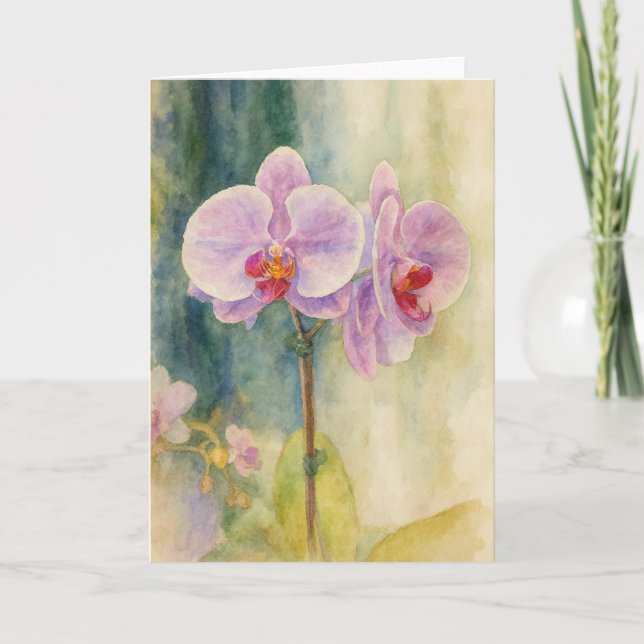 Tarjeta Soft Orchid Serenity – Watercolor Note Card (Anverso)