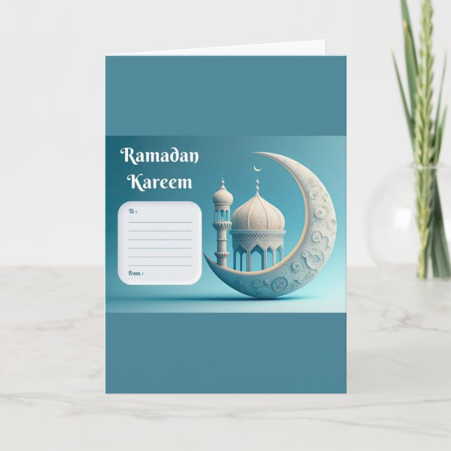 Tarjeta Soft Watercolor Mosque Ramadan Serenity (Anverso)