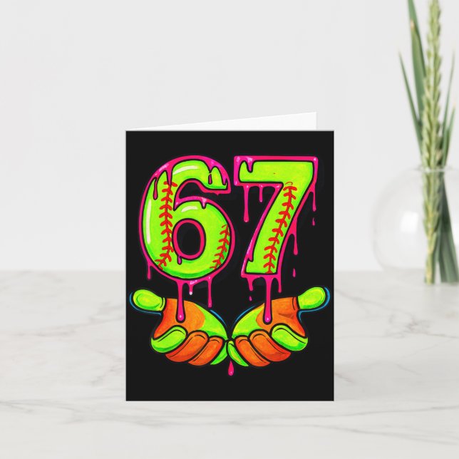 Tarjeta Softball 67 Six Seven Funny Gen Alpha Meme Drip Te (Anverso)