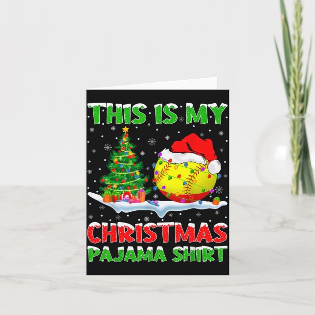 Tarjeta Softball Xmas Tree Lights This Is My Christmas Paj (Anverso)