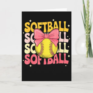 Tarjeta Softbol Groovy Coquette Bow Amante del Softbol
