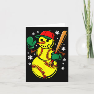 Tarjeta Softbol Santa Hat Snowman Xmas Funny Softball Chr