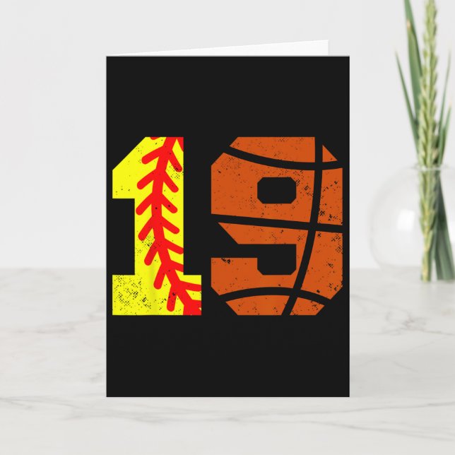 Tarjeta Softll Sketll Number 19 Jersey Funny 19th Birthday (Anverso)