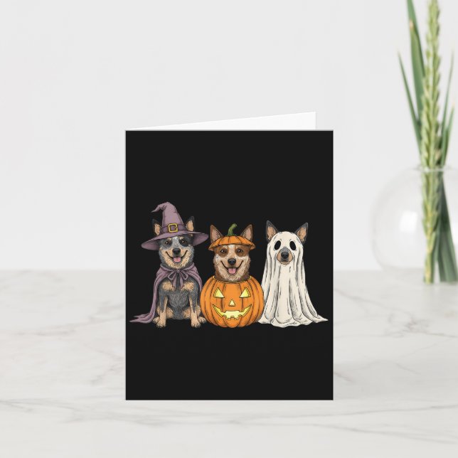 Tarjeta Soky Ghost Blue Heeler Pumpkin Halloween Dog Lover (Anverso)