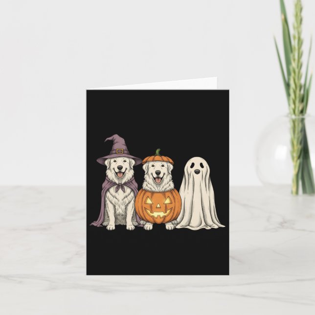 Tarjeta Soky Ghost Great Pyrenees Pumpkin Halloween Dog Lo (Anverso)