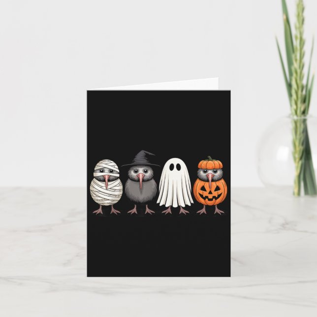 Tarjeta Soky Ghost Kiwi Bird Pumpkin Halloween Skeleton  (Anverso)