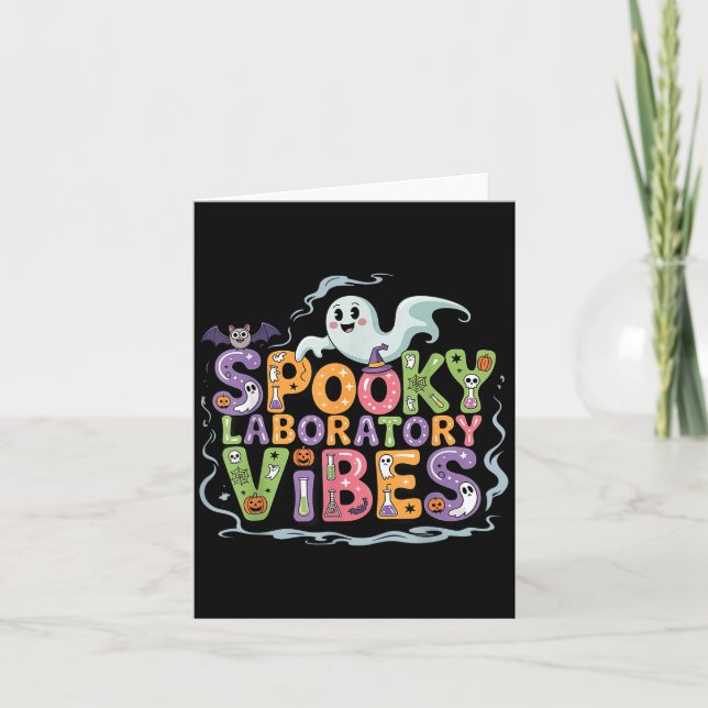 Tarjeta Soky Laboratory Vibes Ghost Halloween Scientist (Anverso)