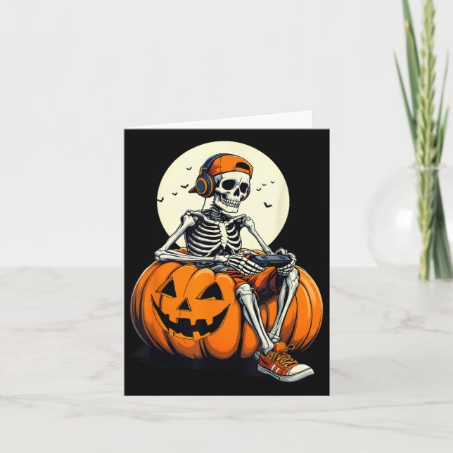 Tarjeta Soky Pumpkin &amp; Skeleton Gamer Tee _ Boys &amp; (Anverso)