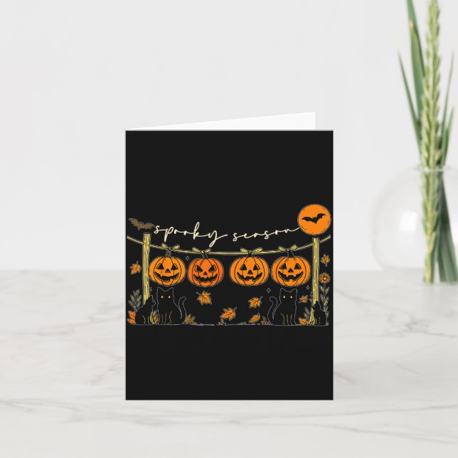 Tarjeta Soky Season Retro Halloween Black Cat Pumpkin Fall (Anverso)