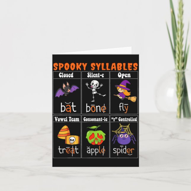 Tarjeta Soky Syllables Funny Halloween Educational Teacher (Anverso)