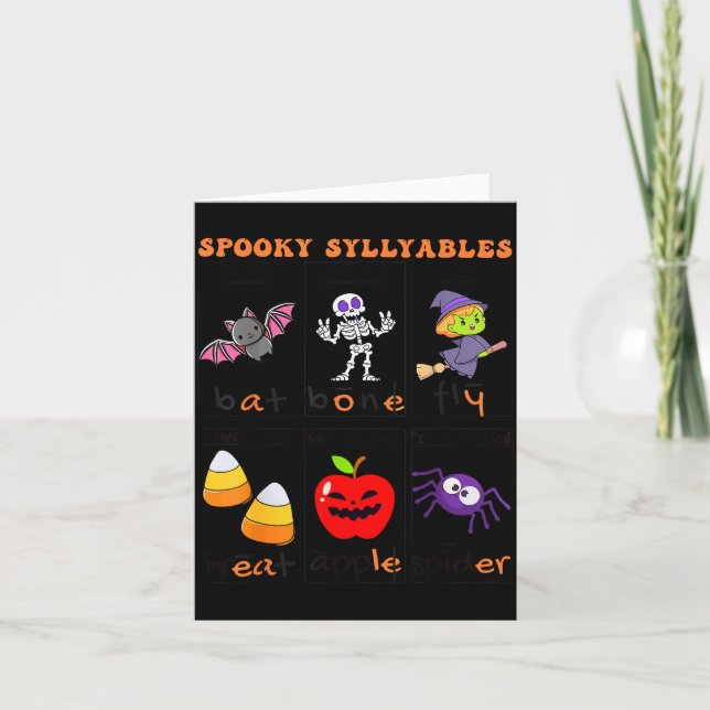 Tarjeta Soky Syllables Teacher Funny Halloween Educational (Anverso)