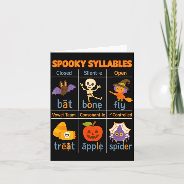Tarjeta Soky Syllables Teacher Funny Halloween Educational (Anverso)