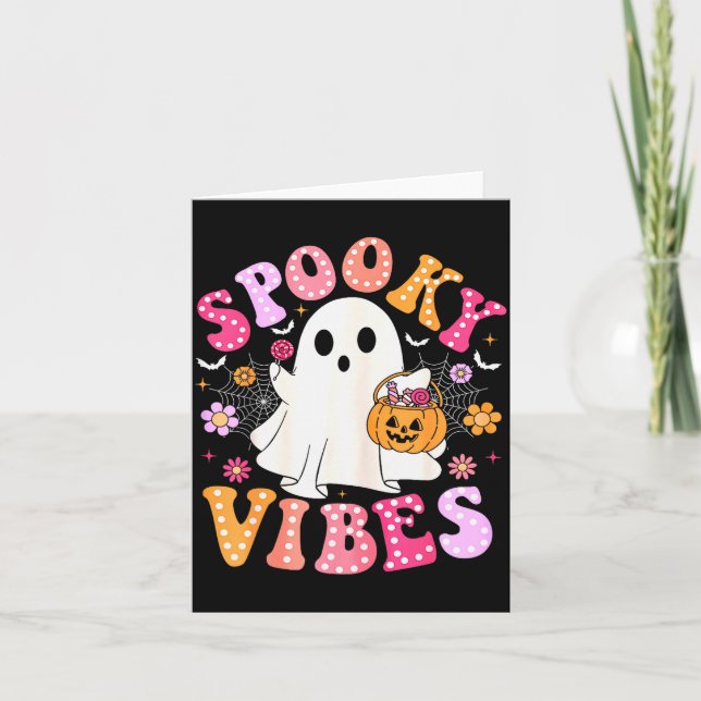 Tarjeta Soky Vibes Ghost Retro Groovy Halloween Women Girl (Anverso)
