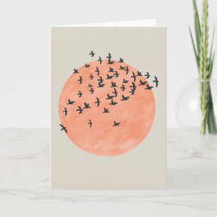 Tarjeta Sol con rebaño de aves