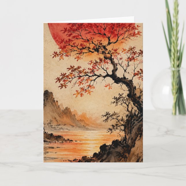 Tarjeta Sol crimson sobre el Árbol de la Vida (Anverso)