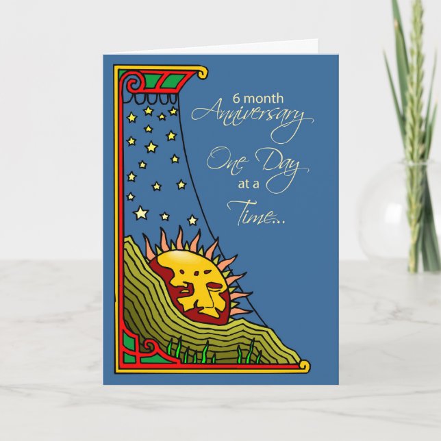 Tarjeta Sol de recuperación de 6 meses de aniversario (Anverso)