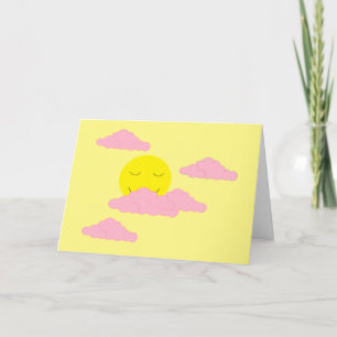 Tarjeta Sol naciente con nubes rosas: blanco amarillo