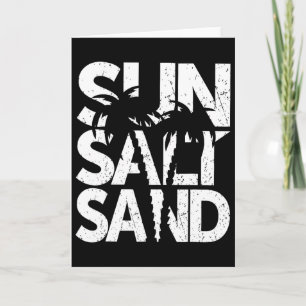 Tarjeta Sol Sal Arena Palma Árbol Hawái Playa Verano Vacac
