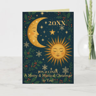 Tarjeta Sol y Luna Místicos Navidad Personalizada