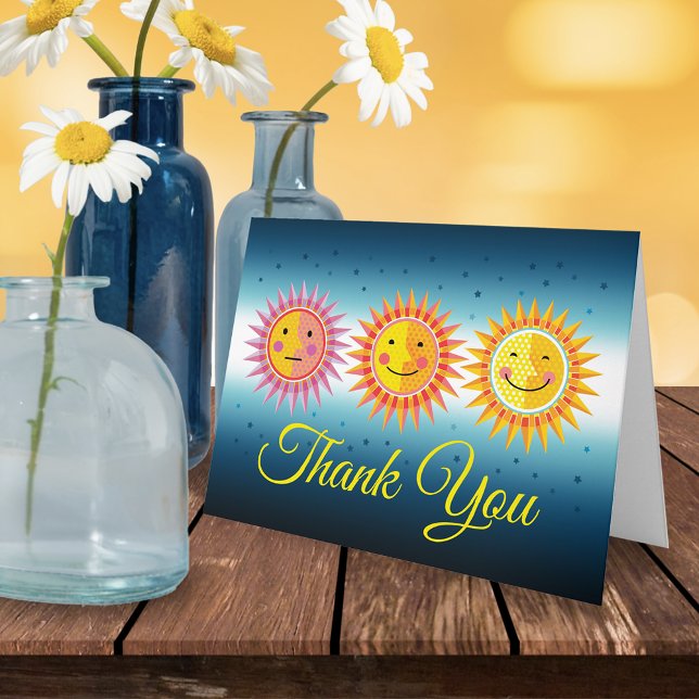 Tarjeta solar sonriente amarilla de agradecimiento (Subido por el creador)