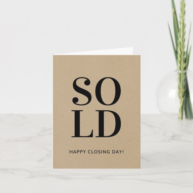 Tarjeta SOLD Kraft Paper Happy Cloday Real Estate (Anverso)