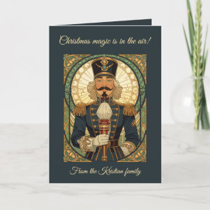Tarjeta Soldado Cascanueces de Navidad Art Nouveau Vintage