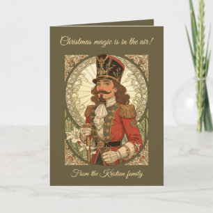 Tarjeta Soldado Cascanueces Navideño Antiguo Estilo Art No