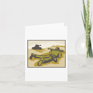 Tarjeta Soldado de bazuca y tanque de la Segunda Guerra Mu