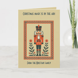 Tarjeta Soldado de juguete de cascanueces nórdico Navidad 