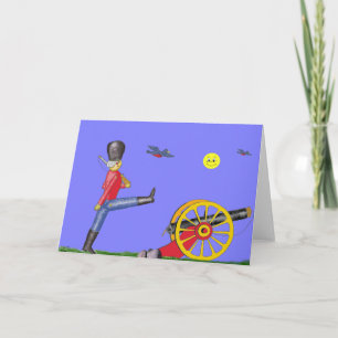 Tarjeta Soldado de juguete y cañón de juguete...Tarjeta.