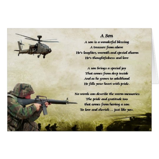 Tarjeta Soldado del ejército - poema del hijo