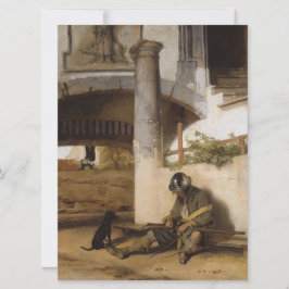 Tarjeta Soldado guarda una puerta con su perro Mascota