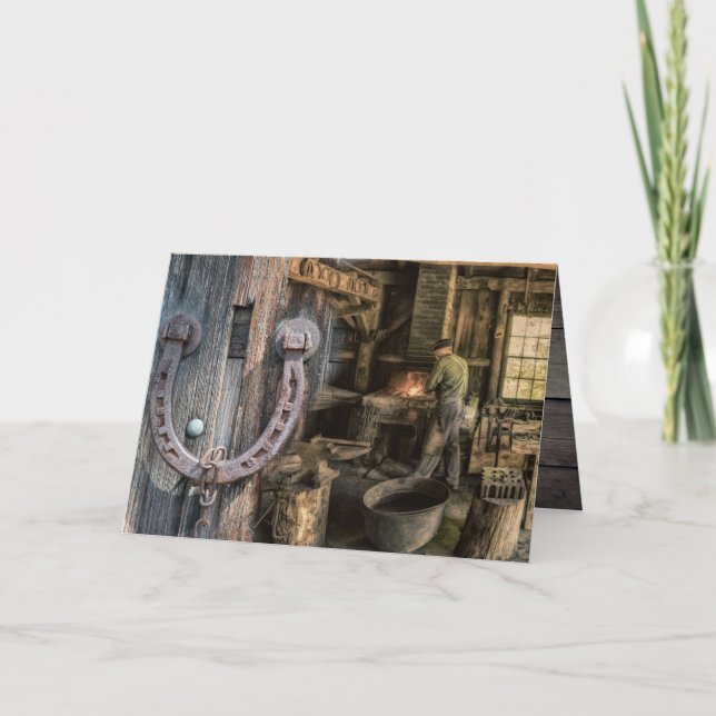 Tarjeta Soldado Vintage Blacksmith Horseshoes (Anverso)