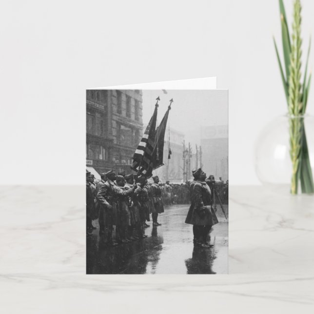 Tarjeta Soldados "búfalos" regresando colores - 1919 (Anverso)