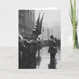 Tarjeta Soldados "búfalos" regresando colores - 1919