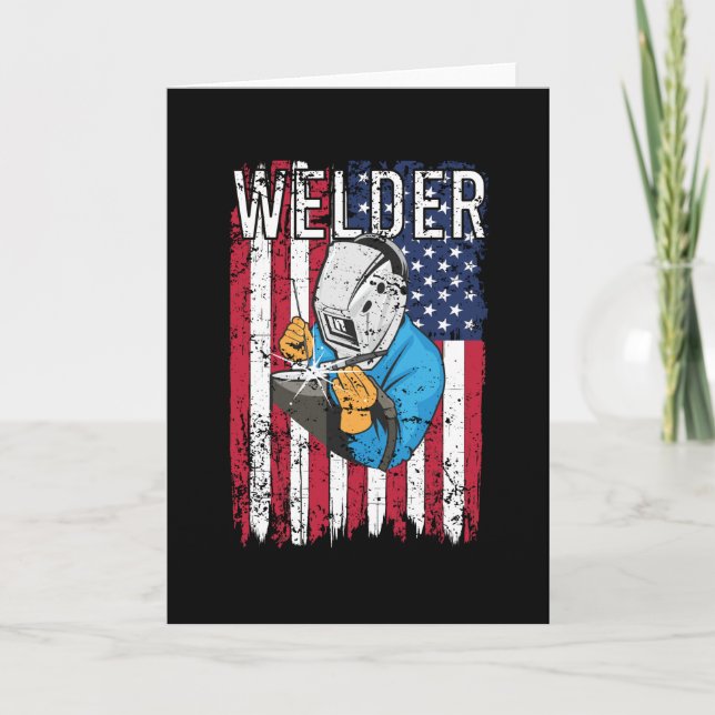 Tarjeta Soldadura con bandera estadounidense vintage (Anverso)
