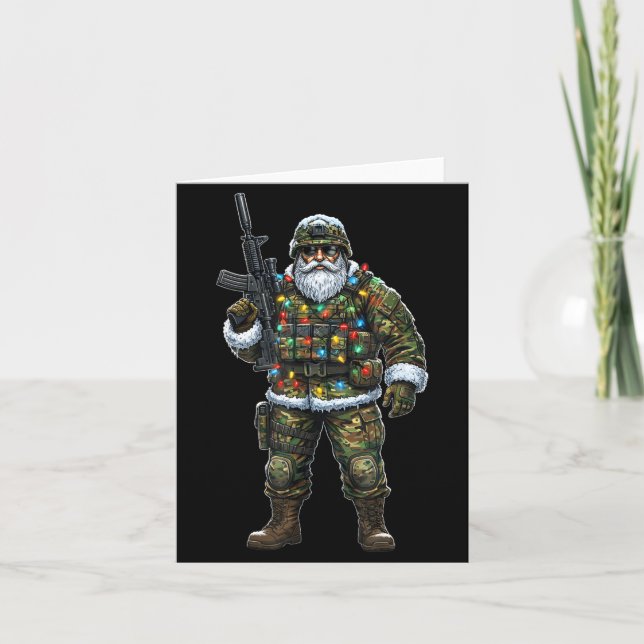 Tarjeta Soldier Santa Camouflage Christmas Military Hunter (Anverso)
