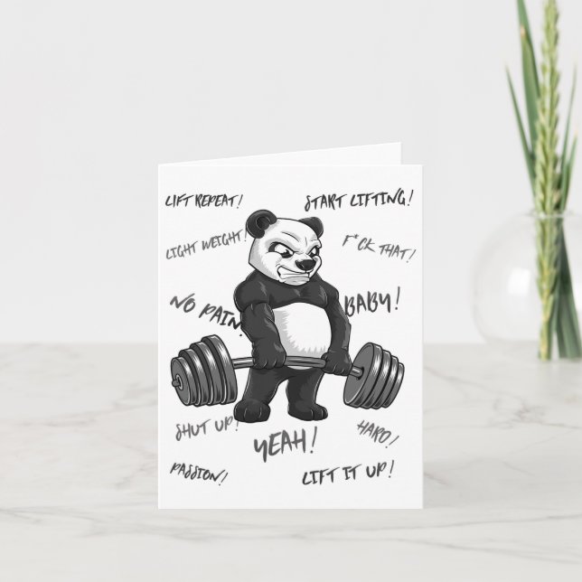 Tarjeta Sólida Panda Deadlift Shirt Man Bodybuilder Bear P (Anverso)