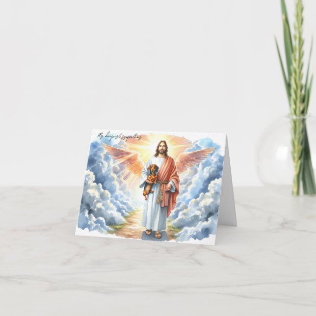Tarjeta Solidaridad de los perros religiosos con Dachshund (Anverso)