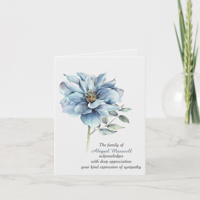 Tarjeta Solidaridad Gracias a Watercolor Blue Rosa (Anverso)