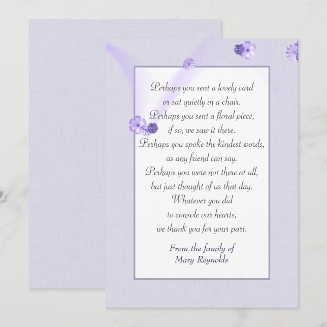 Tarjeta Solidaridad Gracias Frontera Lavender (Anverso / Reverso)