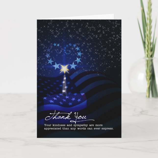 Tarjeta Solidaridad Gracias Luz de Vela Azul y Bandera (Anverso)